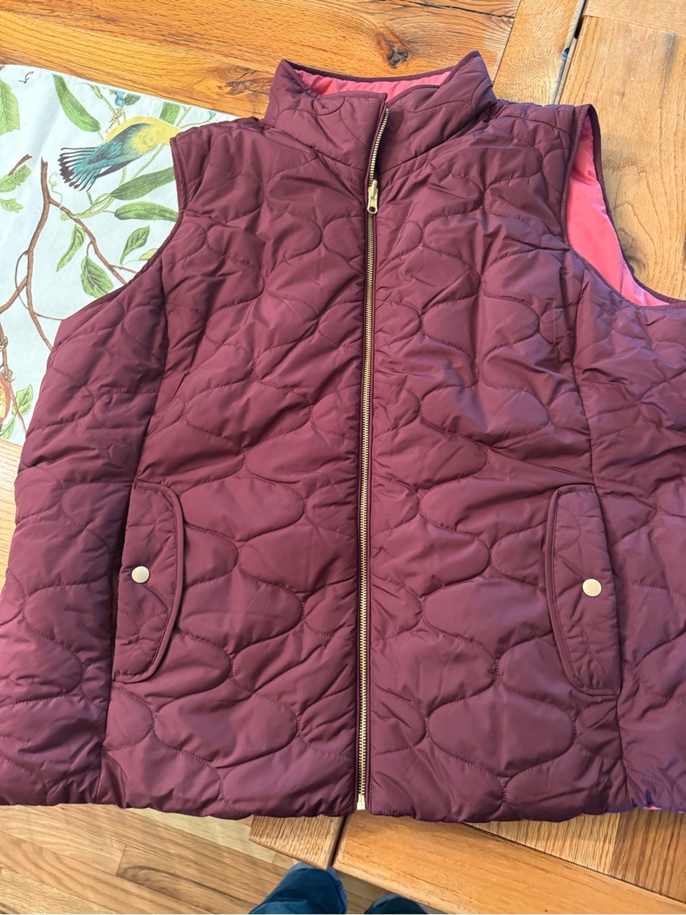 Talbots Quilted Vest in Wine with Gold Hardware